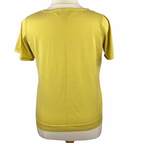 August Silk Woman Casual Chartreuse Yellow Silk Blend Knit Tee - Picture 5 of 11